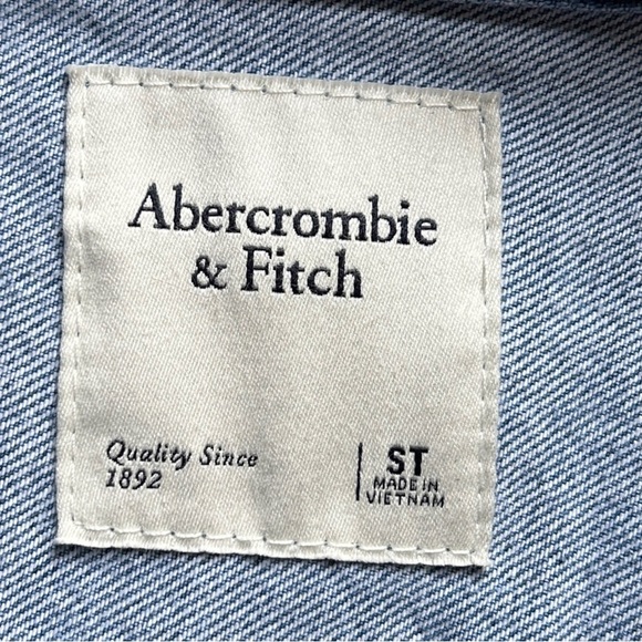 Abercrombie & Fitch 90s Relaxed Cinched Waist Blue Denim Jumpsuit Small (Tall) - Picture 5 of 14